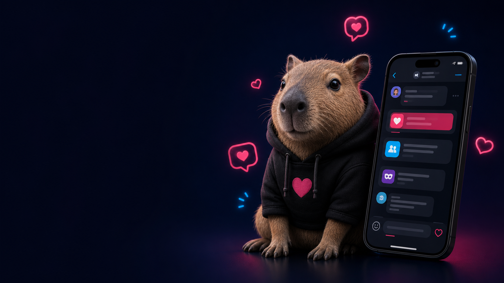 Неоновый экран Lonly для знакомств в Telegram